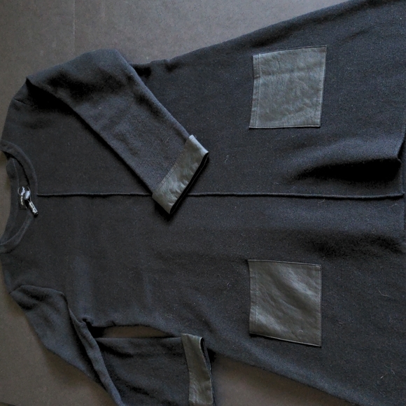 Charlie Paige Sweater Dress with Faux Leather Accents - Picture 1 of 11